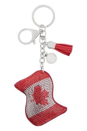 FLAG SUEDE RHINESTONE KEYCHAIN