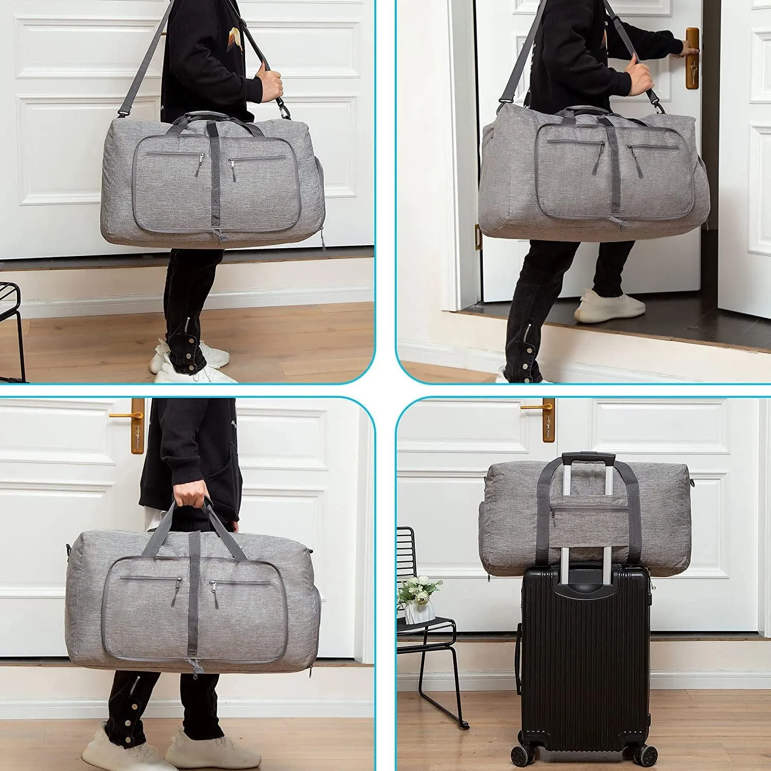 Foldable Travel Duffle Bag with Shoes Compartment 65L 85L 115L