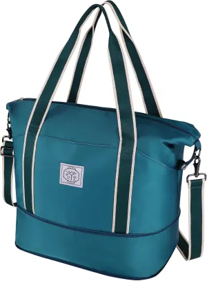 Foldable Weekend Travel Bag, Waterproof Gym Bag with Metal Buckle Strap