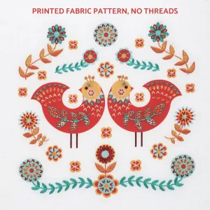 Folk art birds embroidery pattern