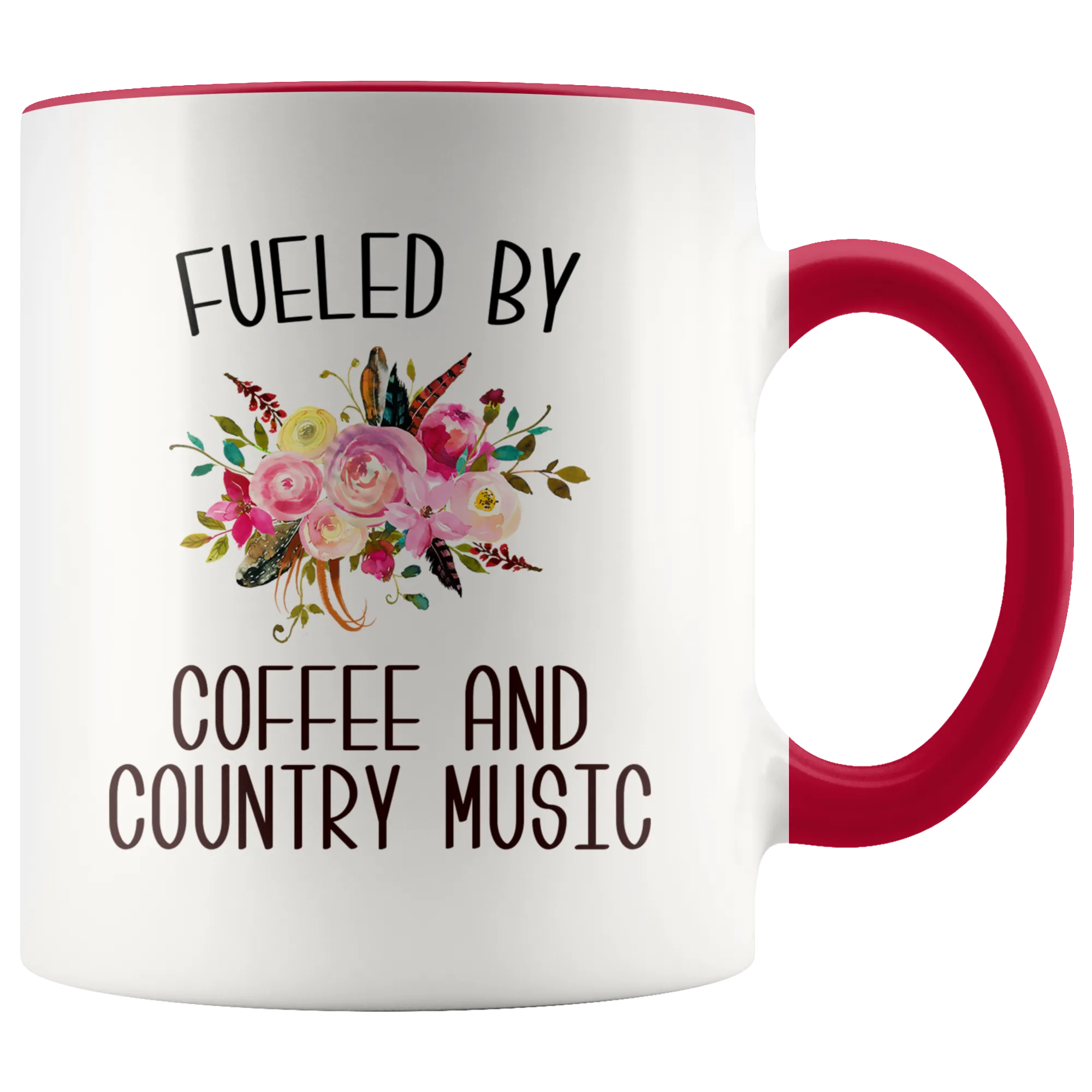 Fueled By Coffee and Country Music Mug Country Coffee Cup Cute Floral Country Western Music Fan Gift for Her Nashville Mug I Love Country