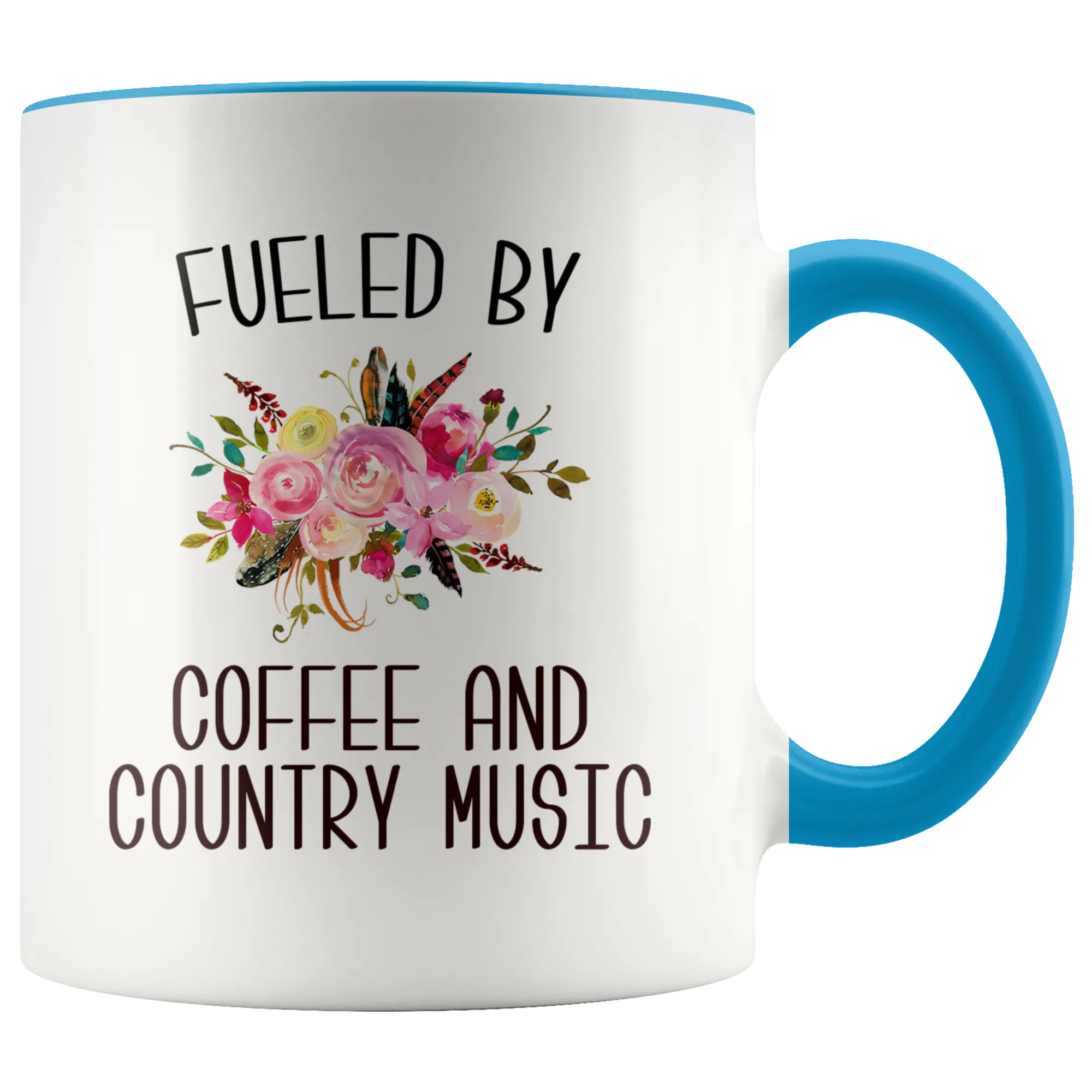 Fueled By Coffee and Country Music Mug Country Coffee Cup Cute Floral Country Western Music Fan Gift for Her Nashville Mug I Love Country