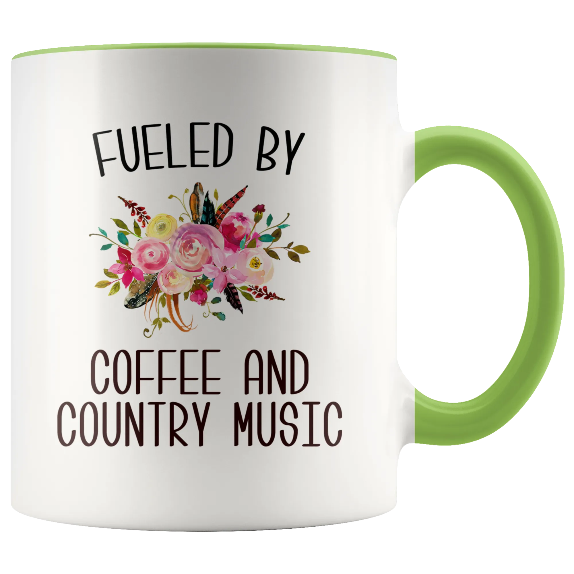 Fueled By Coffee and Country Music Mug Country Coffee Cup Cute Floral Country Western Music Fan Gift for Her Nashville Mug I Love Country
