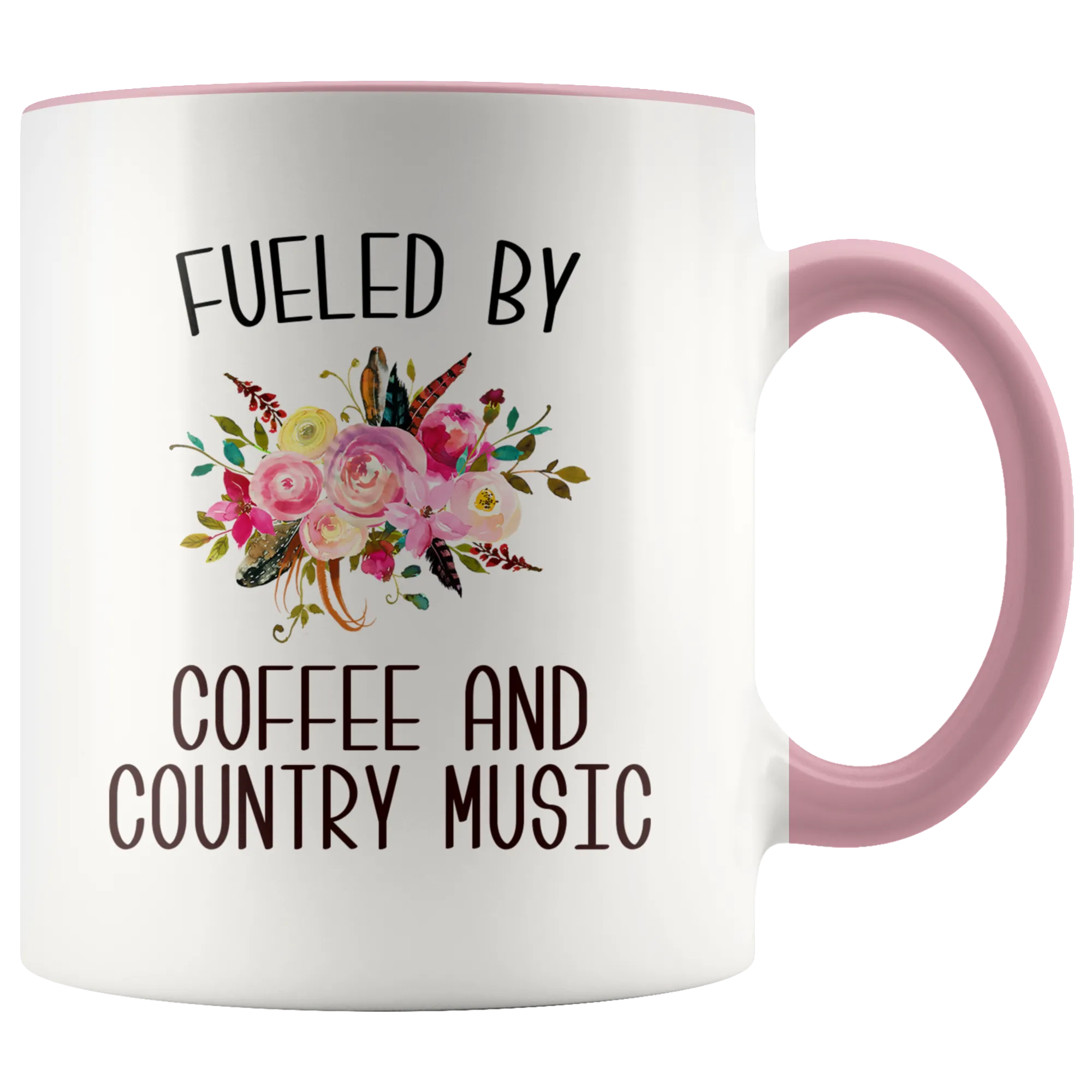 Fueled By Coffee and Country Music Mug Country Coffee Cup Cute Floral Country Western Music Fan Gift for Her Nashville Mug I Love Country