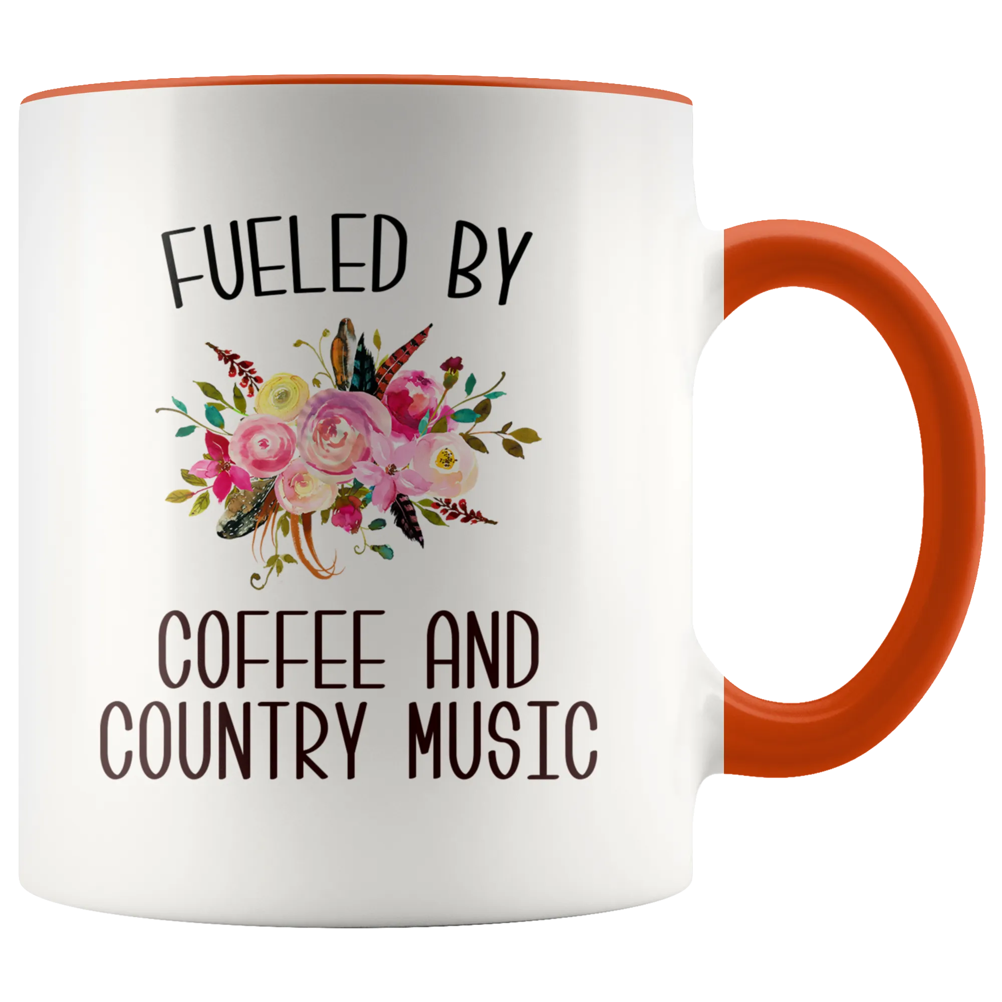 Fueled By Coffee and Country Music Mug Country Coffee Cup Cute Floral Country Western Music Fan Gift for Her Nashville Mug I Love Country