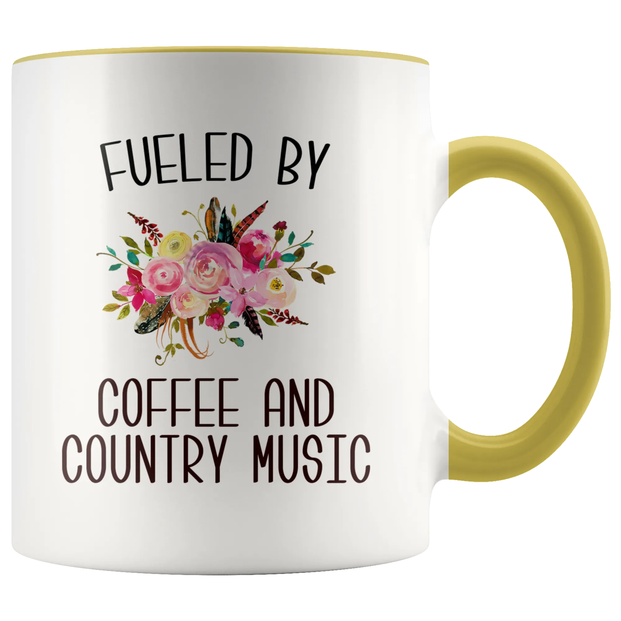 Fueled By Coffee and Country Music Mug Country Coffee Cup Cute Floral Country Western Music Fan Gift for Her Nashville Mug I Love Country