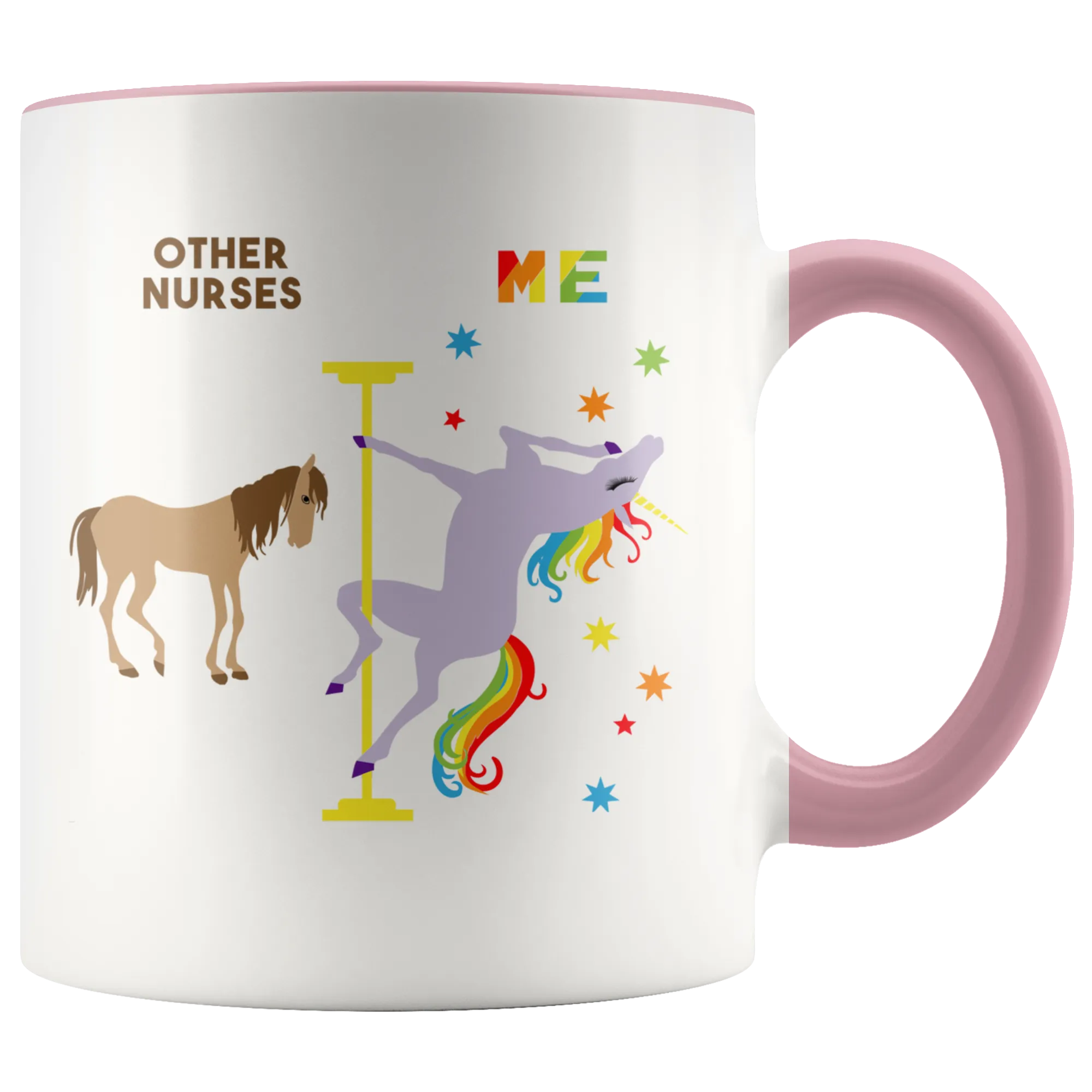 Funny Nurse Gift Nursing Mug Best Nurse Ever RN Coffee Cup Rainbow Pole Dancing Unicorn