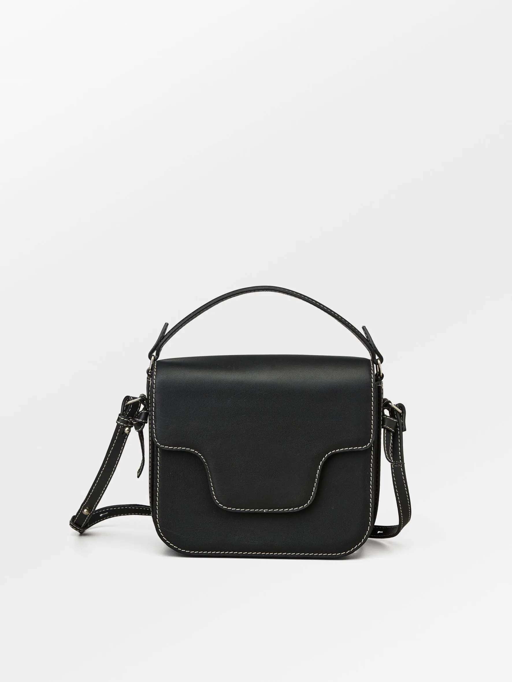 Glossy Iris Leather Crossbody Bag - Black