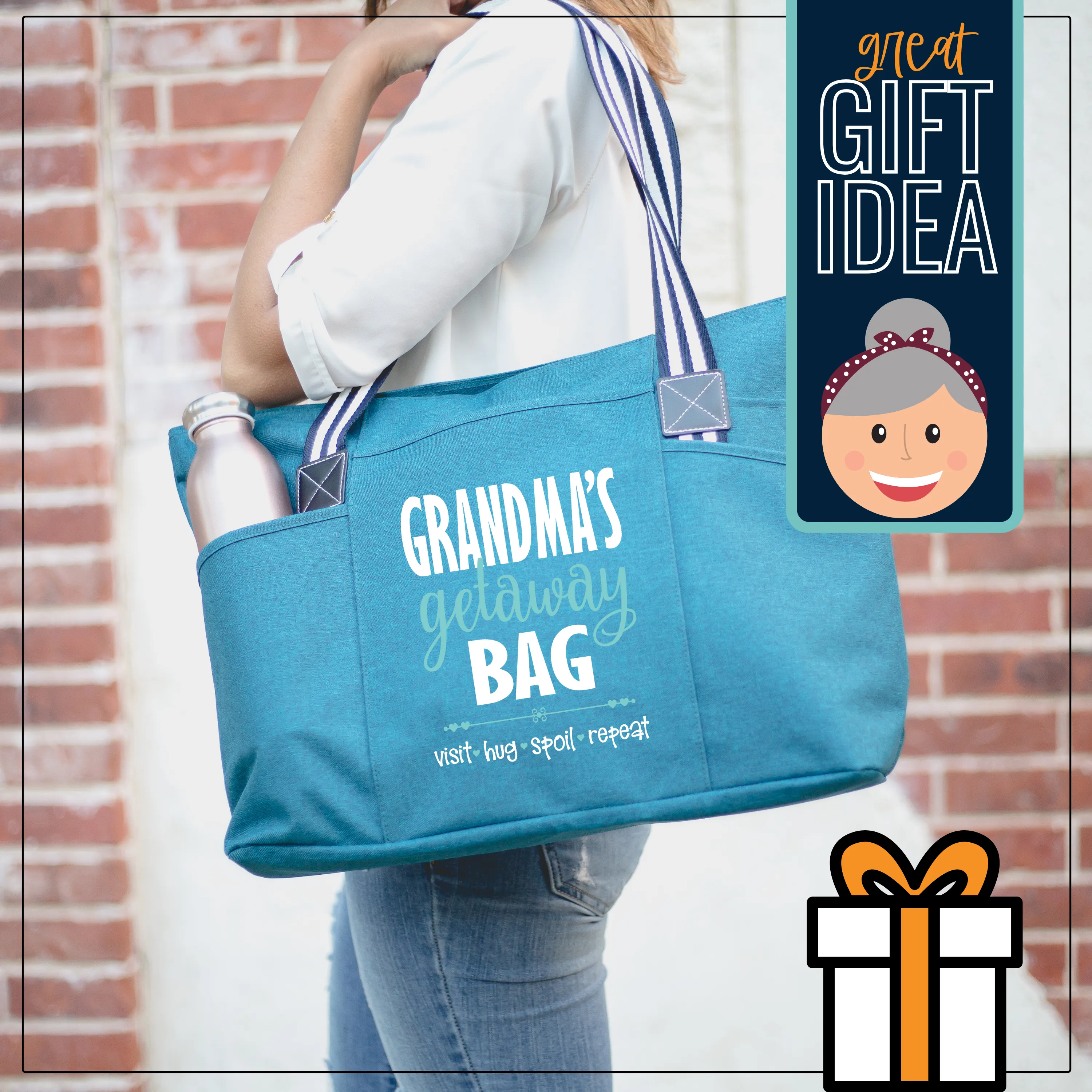 Grandma's Getaway Tessa Teal Tote Bag for Grandmothers
