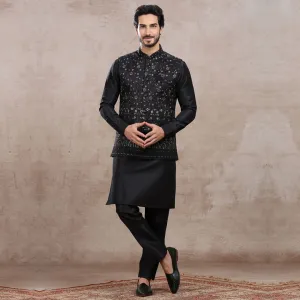 Graphite  Black Bandi Kurta with  Designer Jacket