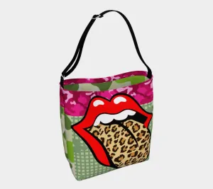 Green Apple Leopard Neoprene Tote