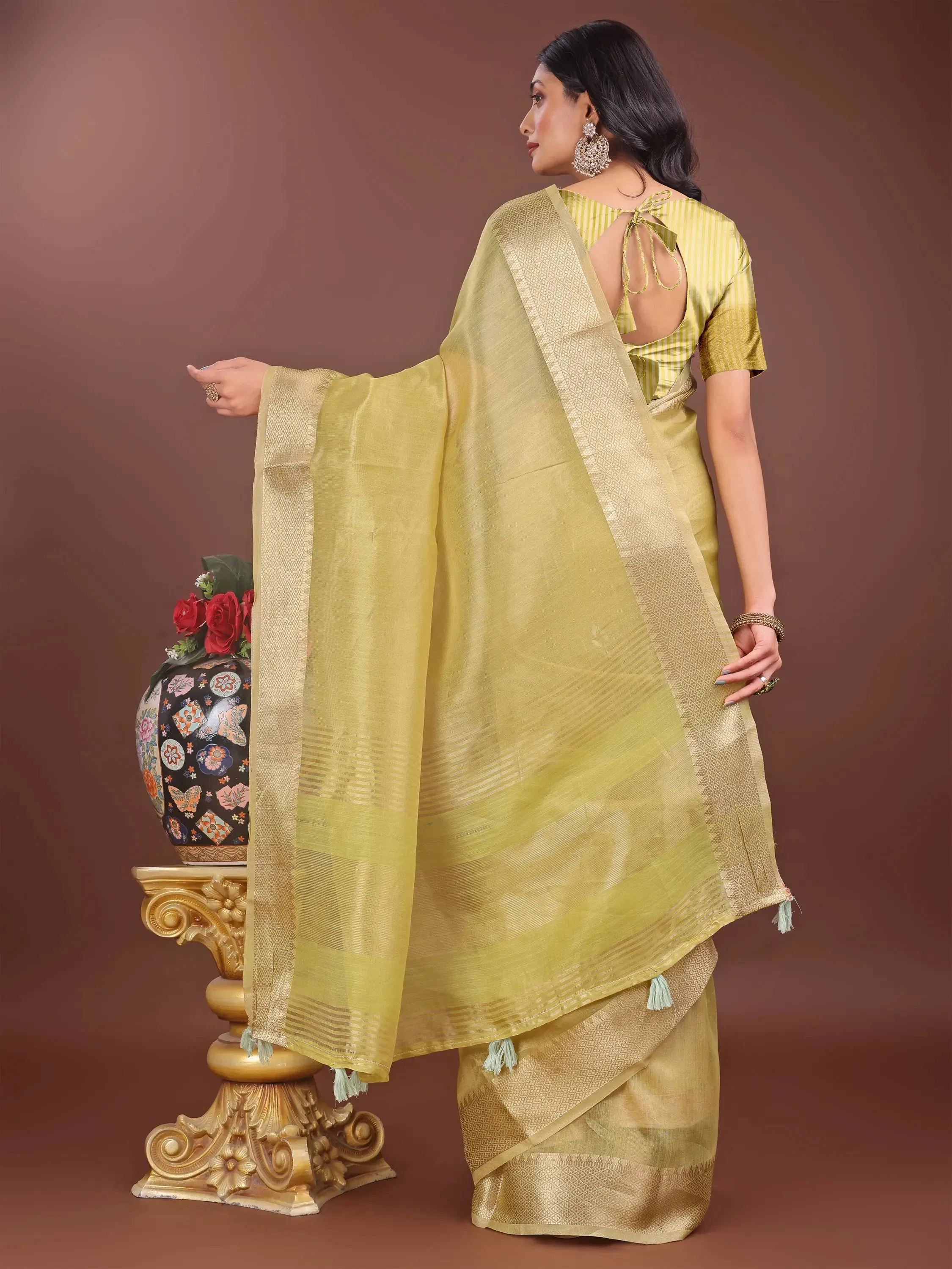 Green Organza Saree