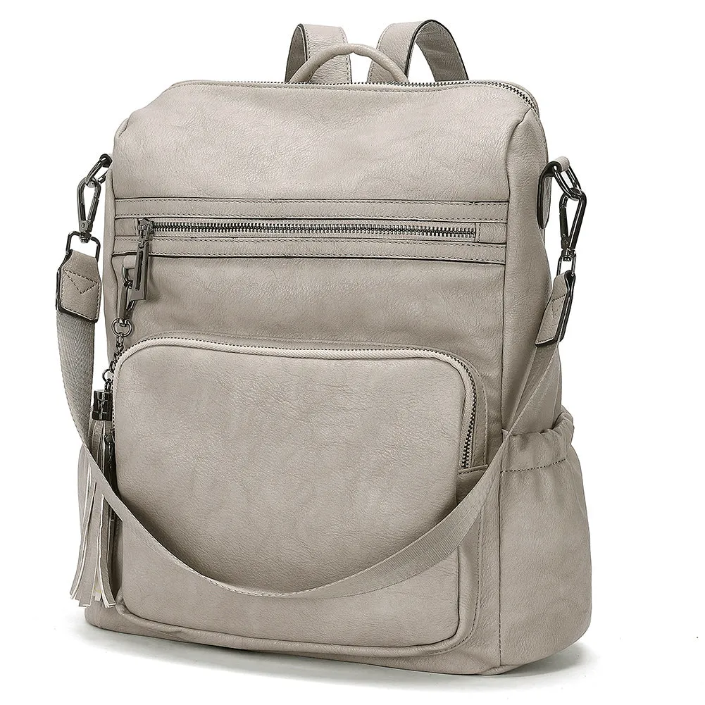 Greene Women's Leather Backpack Purse For Commuting | Two-Toned Vintage