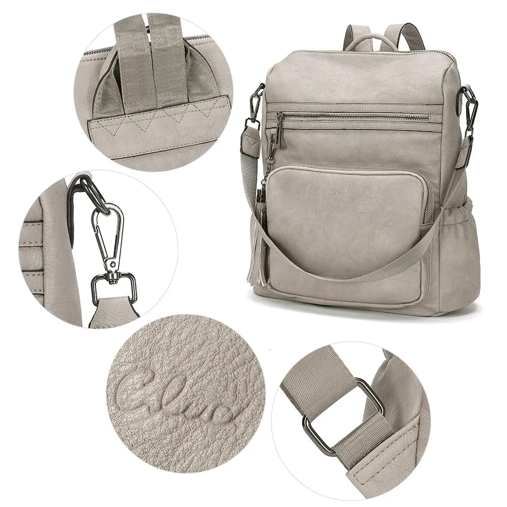 Greene Women's Leather Backpack Purse For Commuting | Two-Toned Vintage