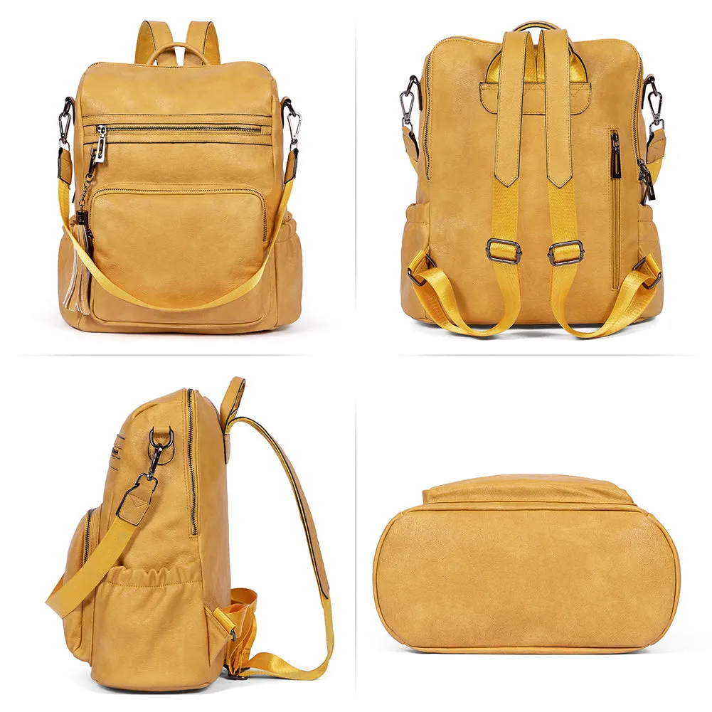 Greene Women's Leather Backpack Purse For Commuting | Two-Toned Vintage