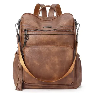 Greene Women's Leather Backpack Purse For Commuting | Two-Toned Vintage
