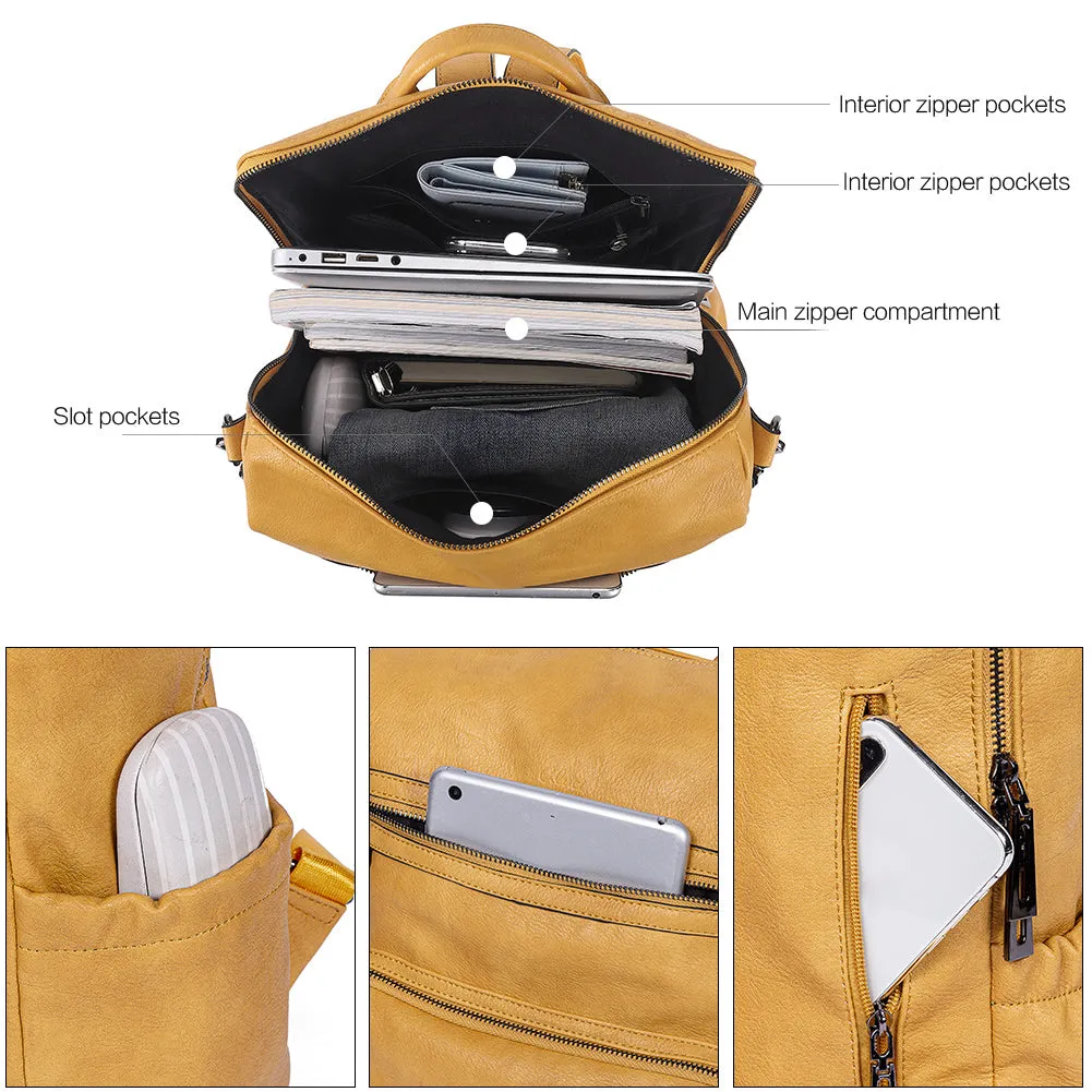 Greene Women's Leather Backpack Purse For Commuting | Two-Toned Vintage