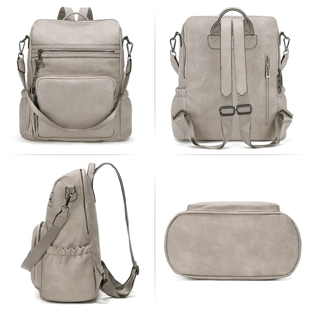 Greene Women's Leather Backpack Purse For Commuting | Two-Toned Vintage