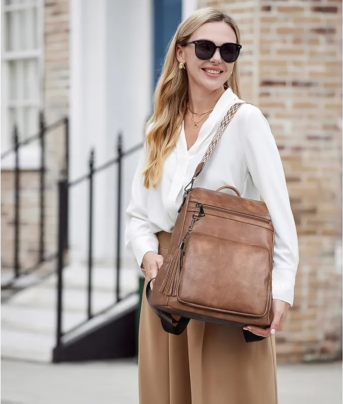 Greene Women's Leather Backpack Purse For Commuting | Two-Toned Vintage