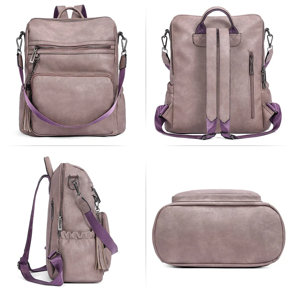 Greene Women's Leather Backpack Purse For Commuting | Two-Toned Vintage