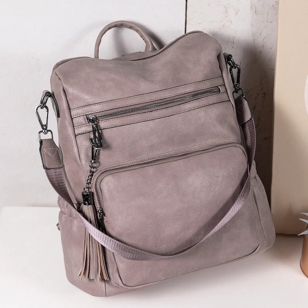 Greene Women's Leather Backpack Purse For Commuting | Two-Toned Vintage