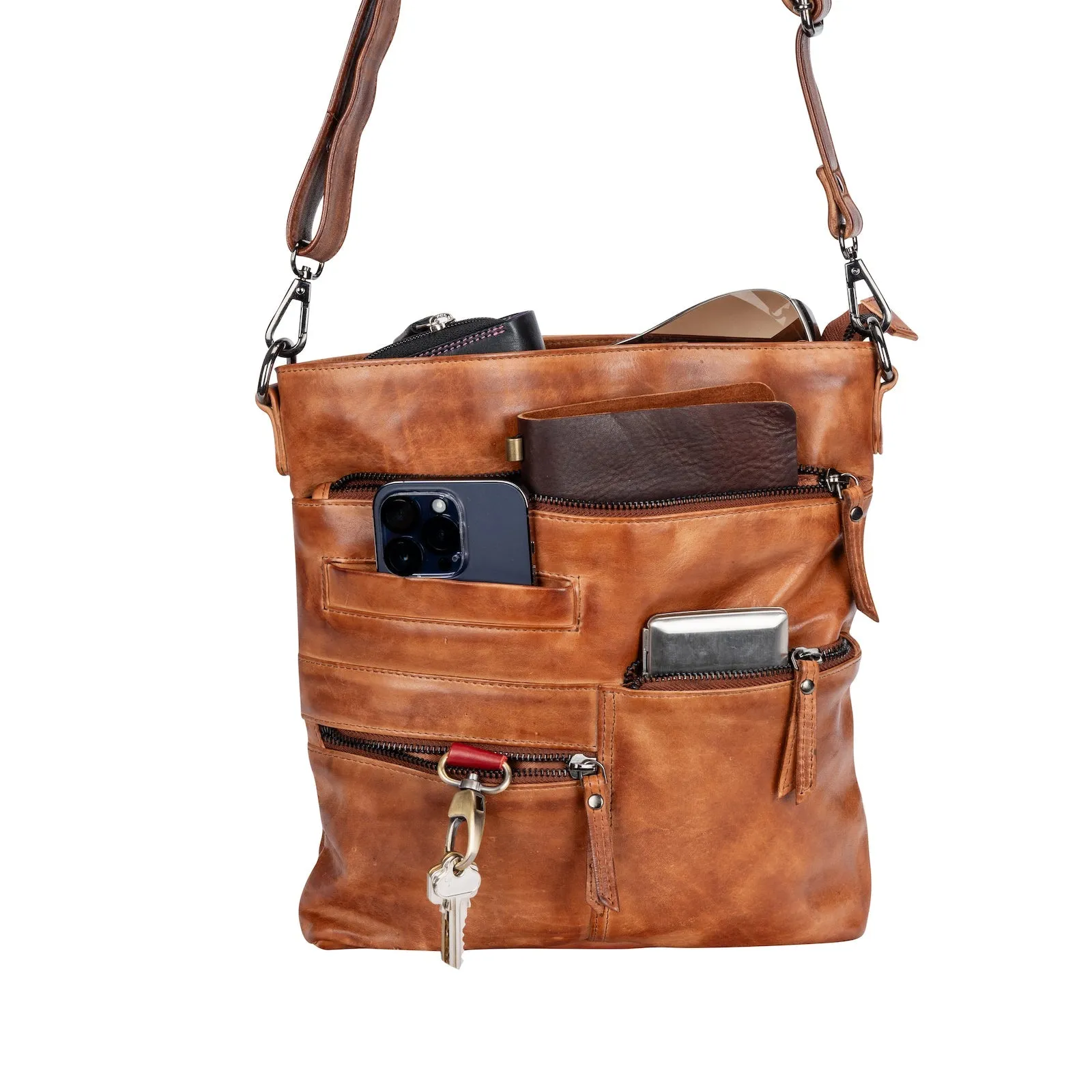 Greenwood 'Liane' Crossbody Leather Bag ~ Cognac
