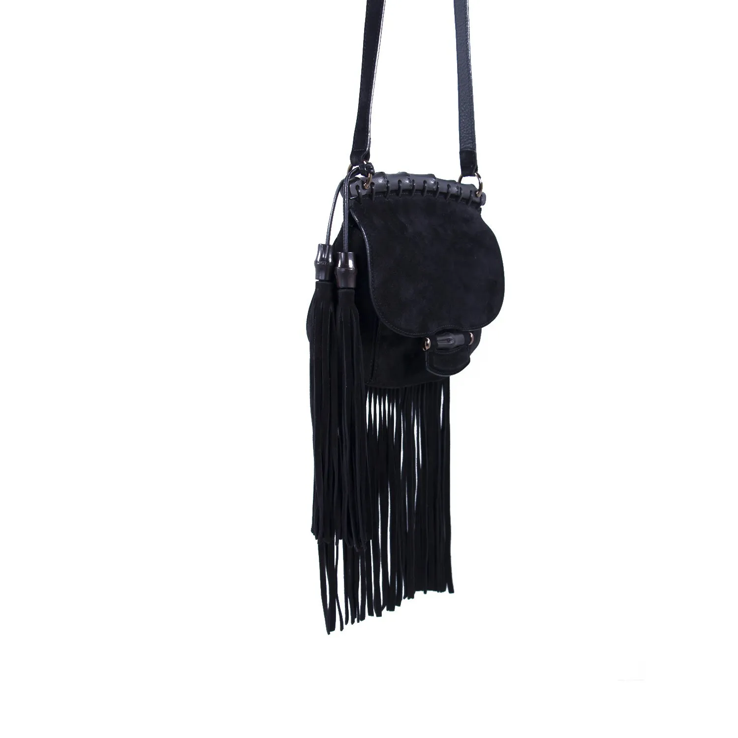 Gucci Nouveau Black Fringe Suede Bag