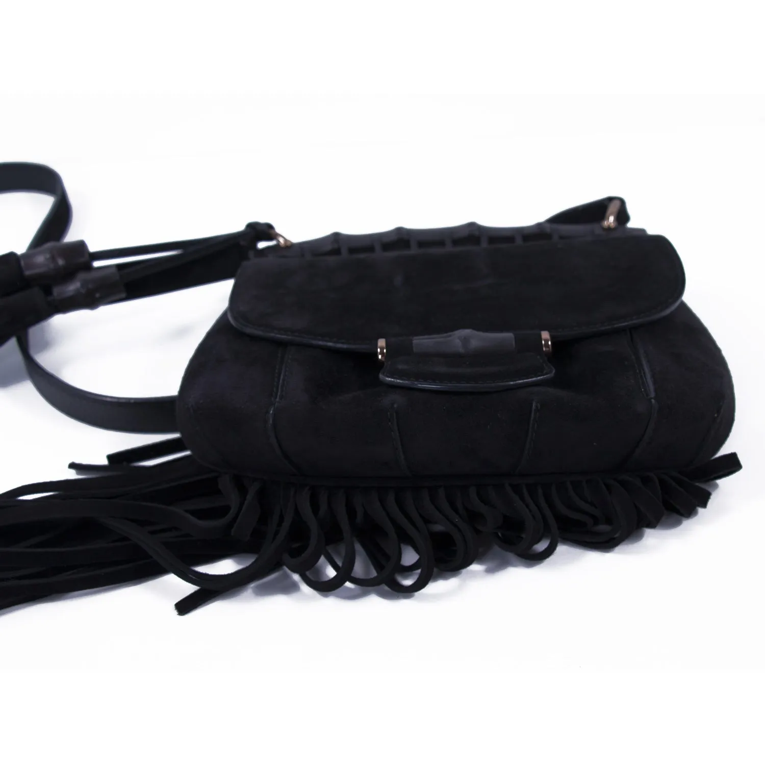 Gucci Nouveau Black Fringe Suede Bag