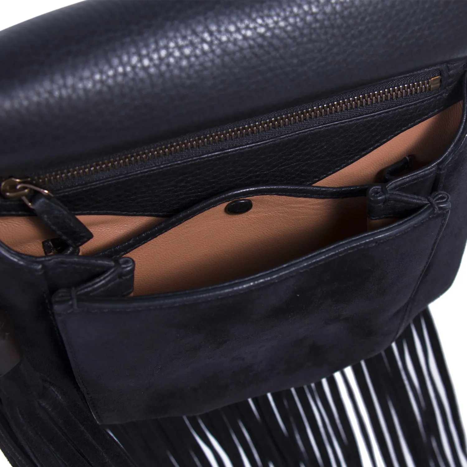 Gucci Nouveau Black Fringe Suede Bag