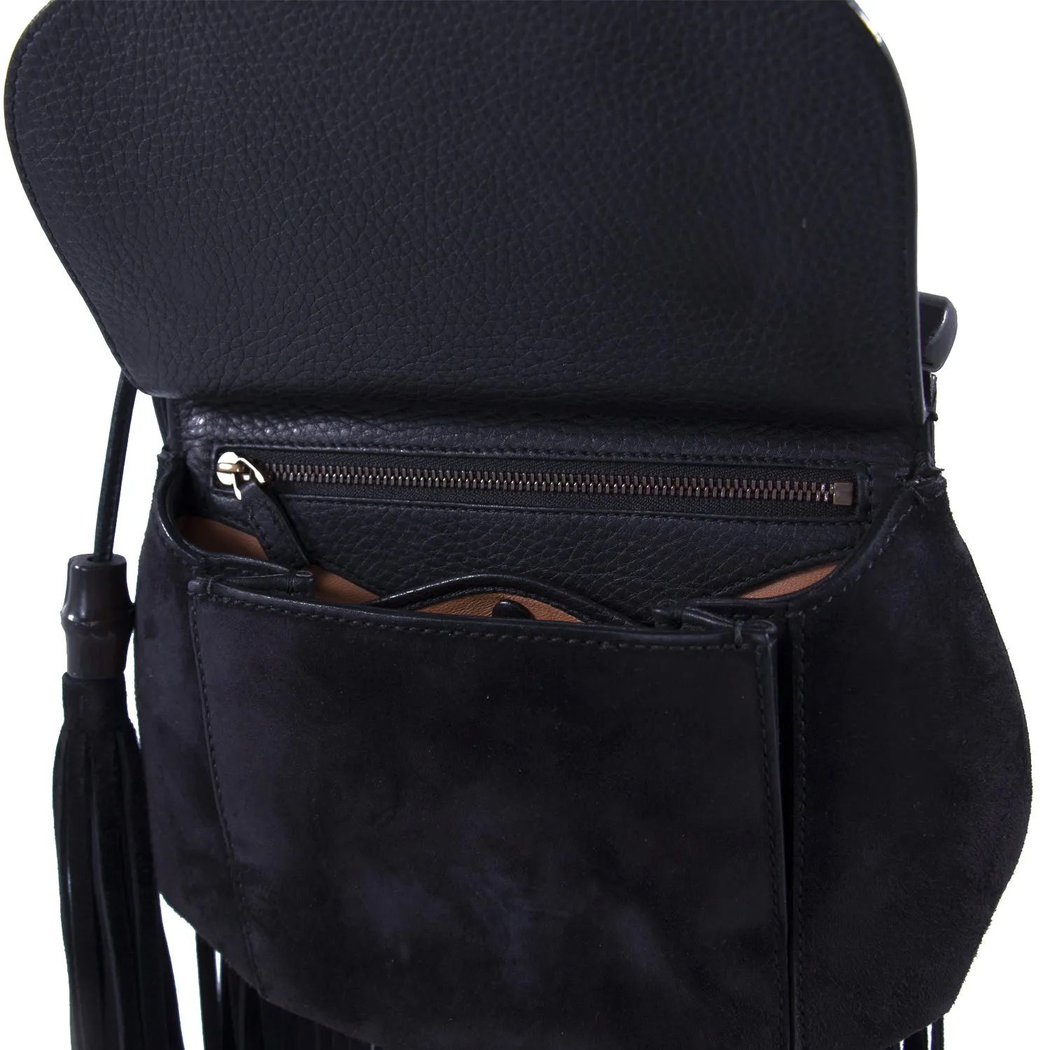 Gucci Nouveau Black Fringe Suede Bag