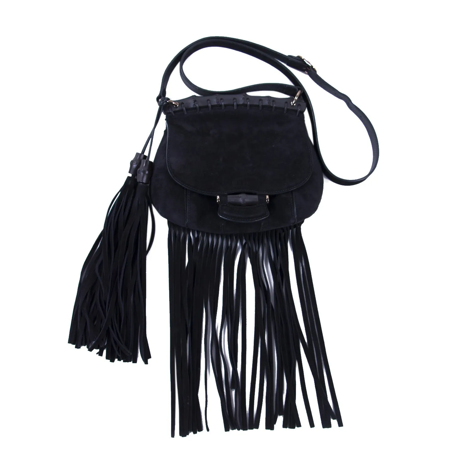 Gucci Nouveau Black Fringe Suede Bag