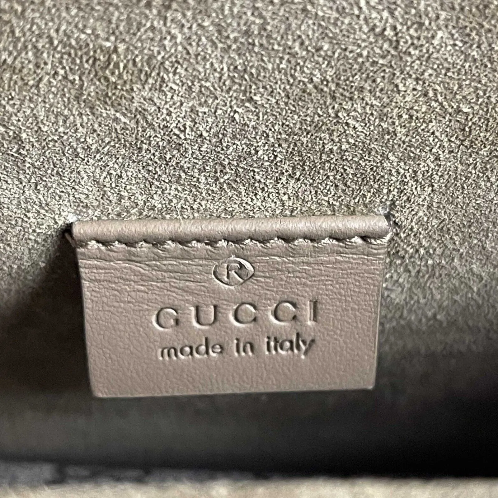 Gucci NWOT GG Supreme Monogram Suede Crystal Small Dionysus Brown Handbag