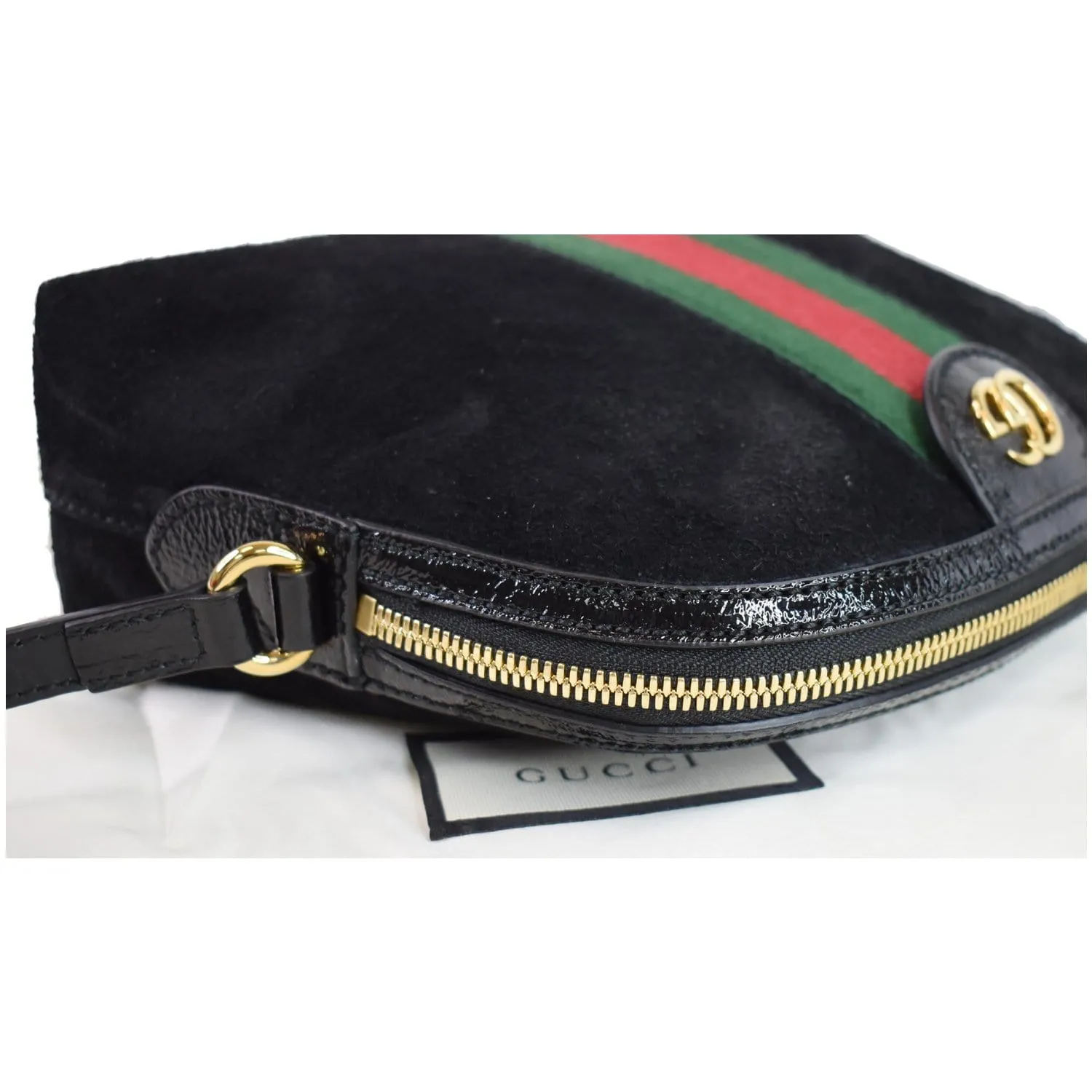 GUCCI Ophidia GG Small Suede Shoulder Bag Black 499621