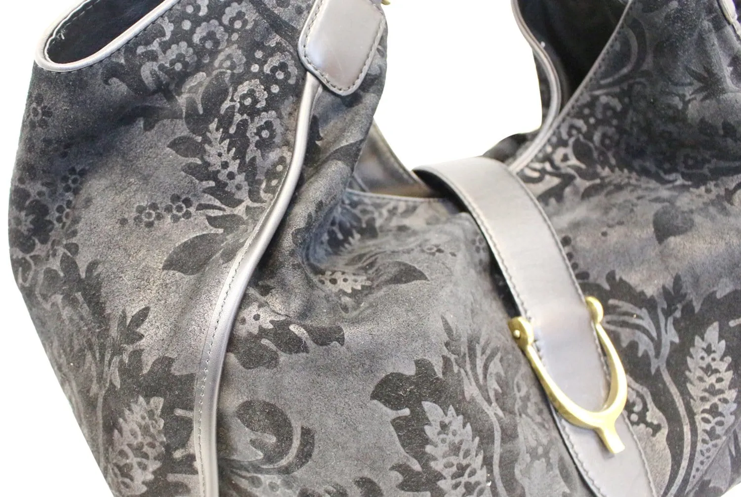 GUCCI Soft Stirrup Nubuck Black Suede Shoulder Bag - Sale
