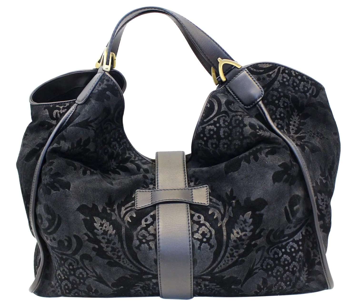 GUCCI Soft Stirrup Nubuck Black Suede Shoulder Bag - Sale