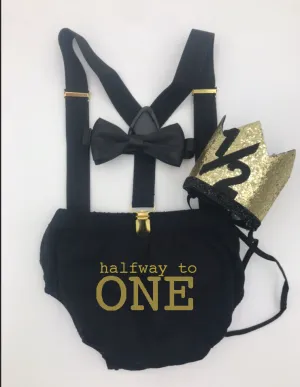 Halfway to ONE, black Cake Smash Outfit