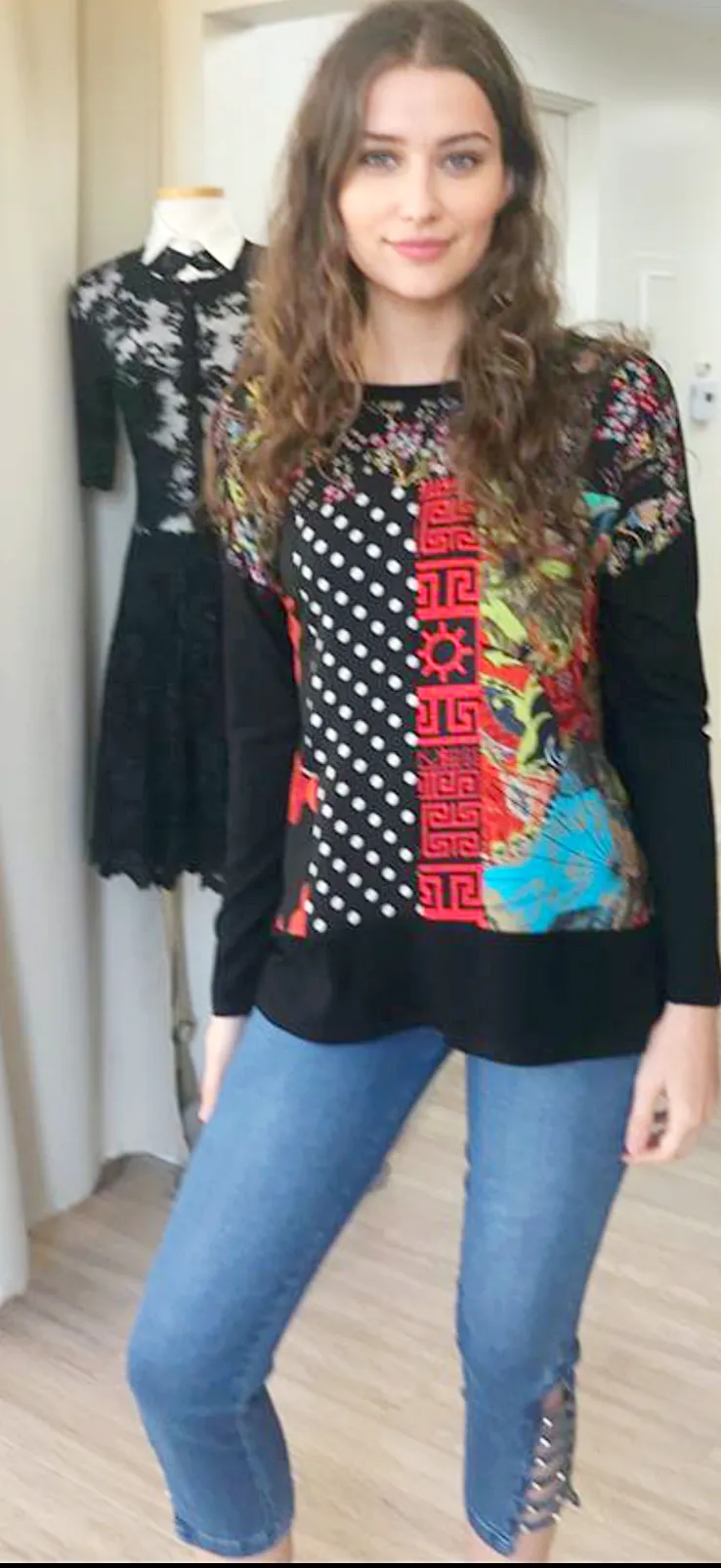 Harari Jarvis Patch Long Sleeves Multicolor Print Blouse