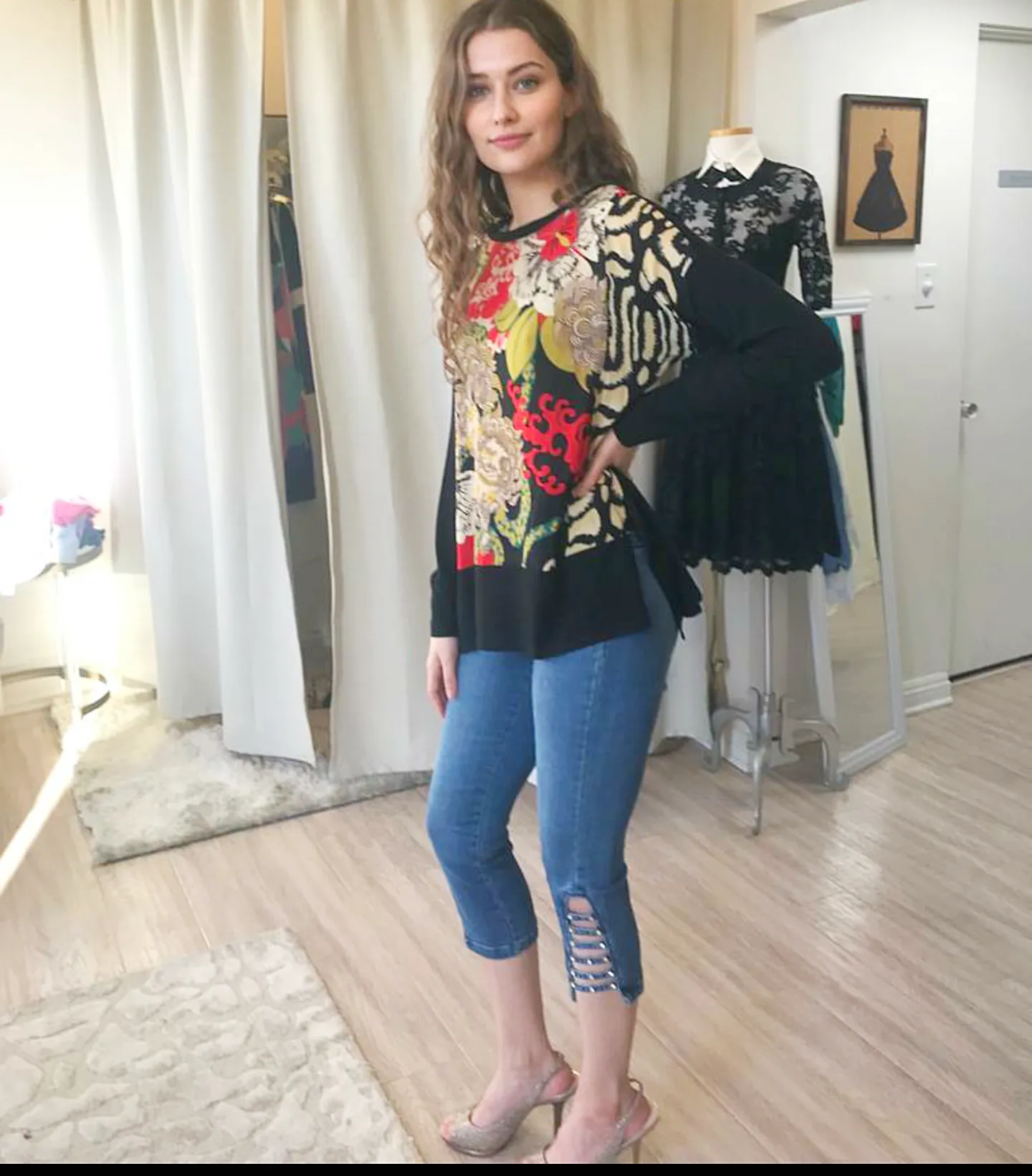 Harari Jarvis Patch Long Sleeves Multicolor Print Blouse