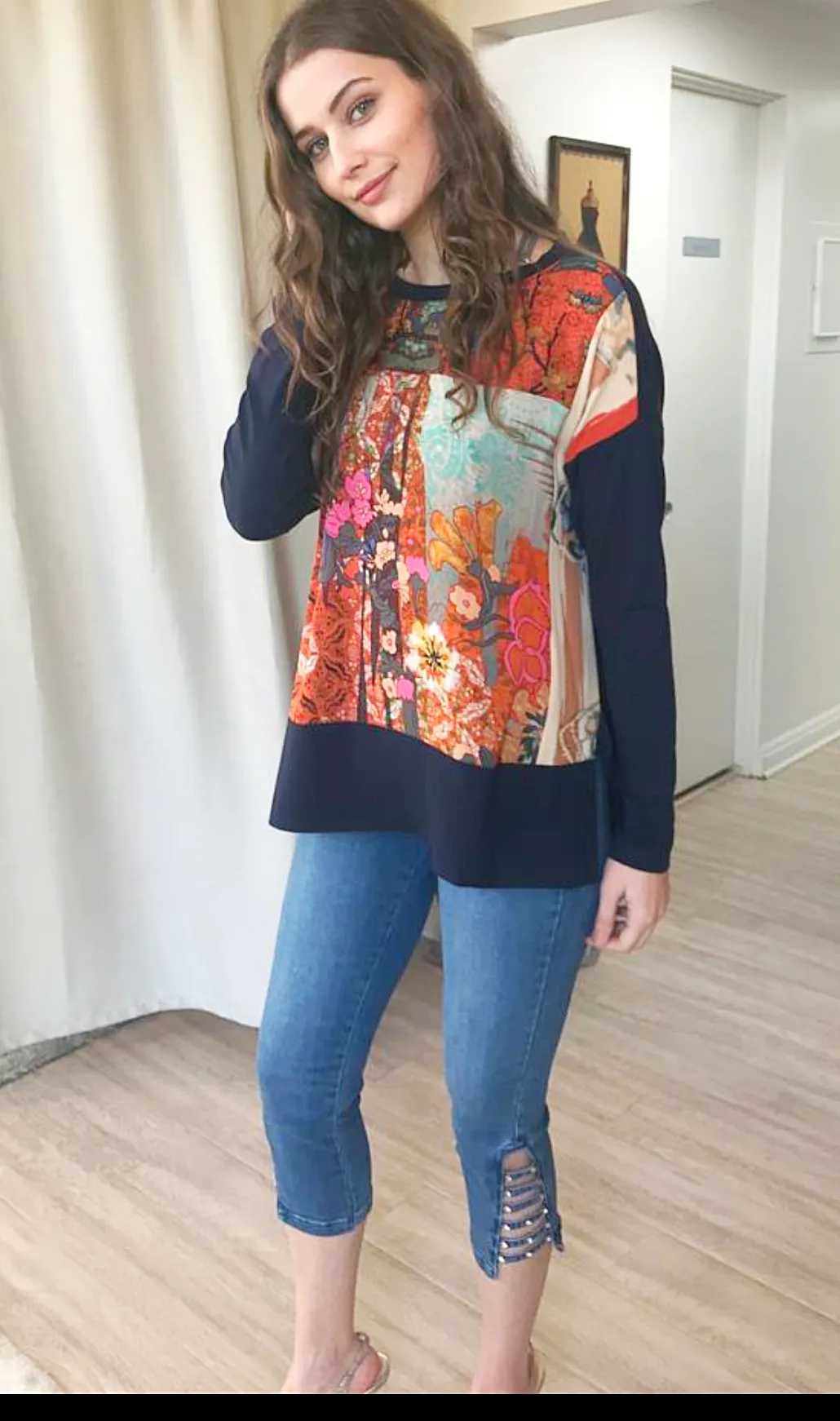 Harari Jarvis Patch Long Sleeves Multicolor Print Blouse