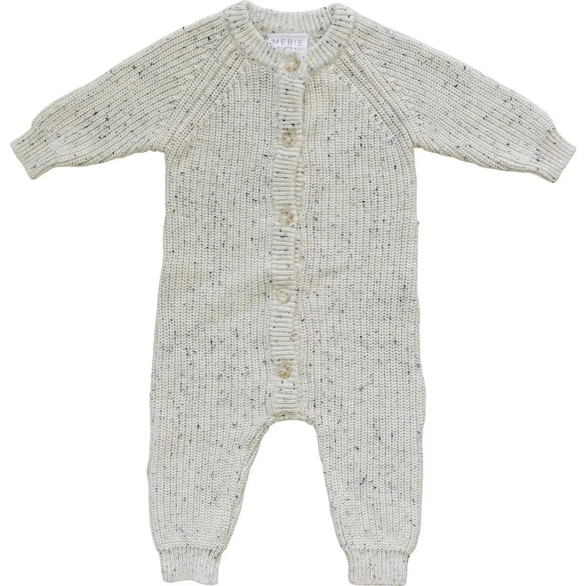 HEATHER GREY CHUNKY KNIT BUTTON ROMPER