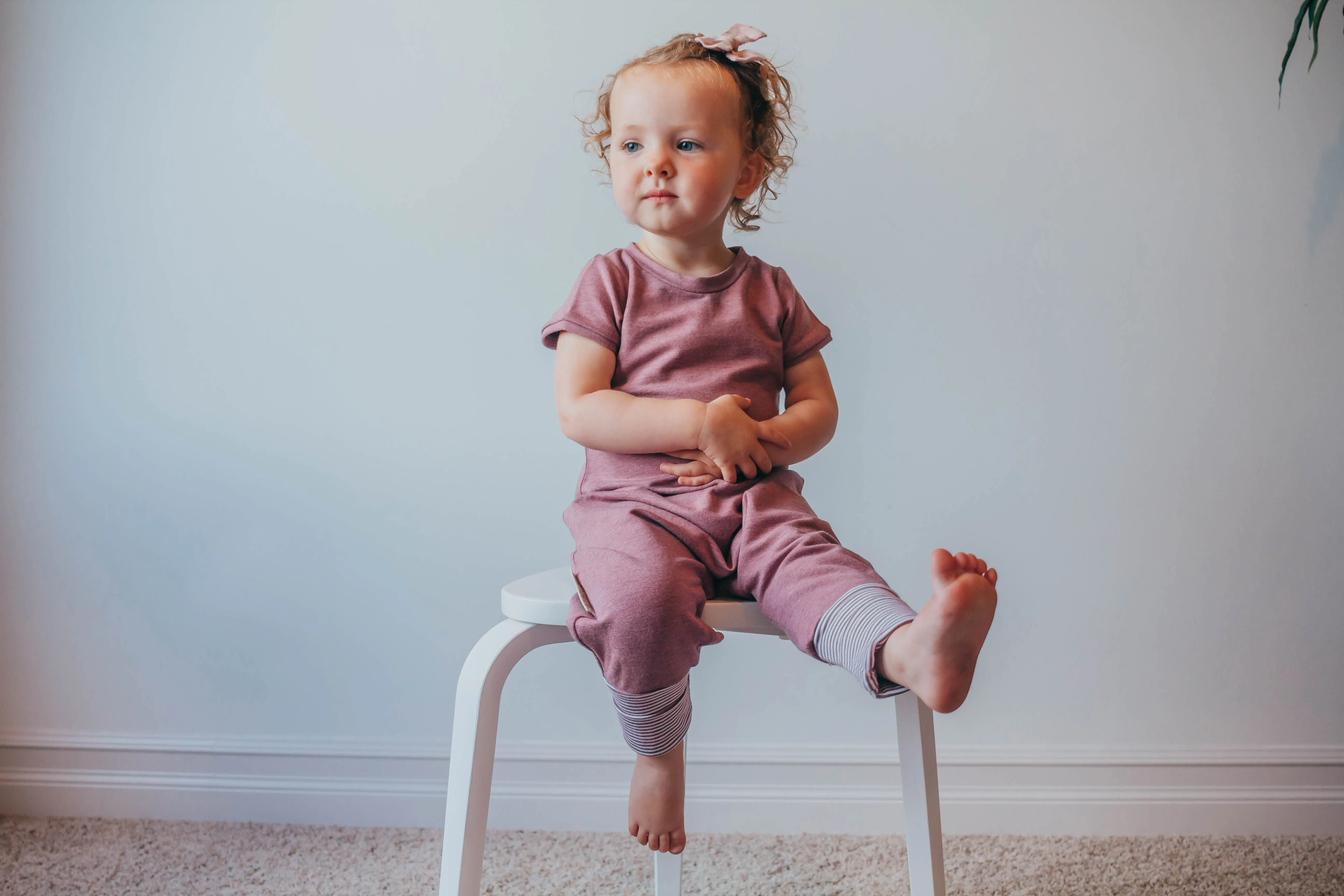 Heather Mauve Bamboo Short Sleeve Romper