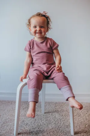 Heather Mauve Bamboo Short Sleeve Romper