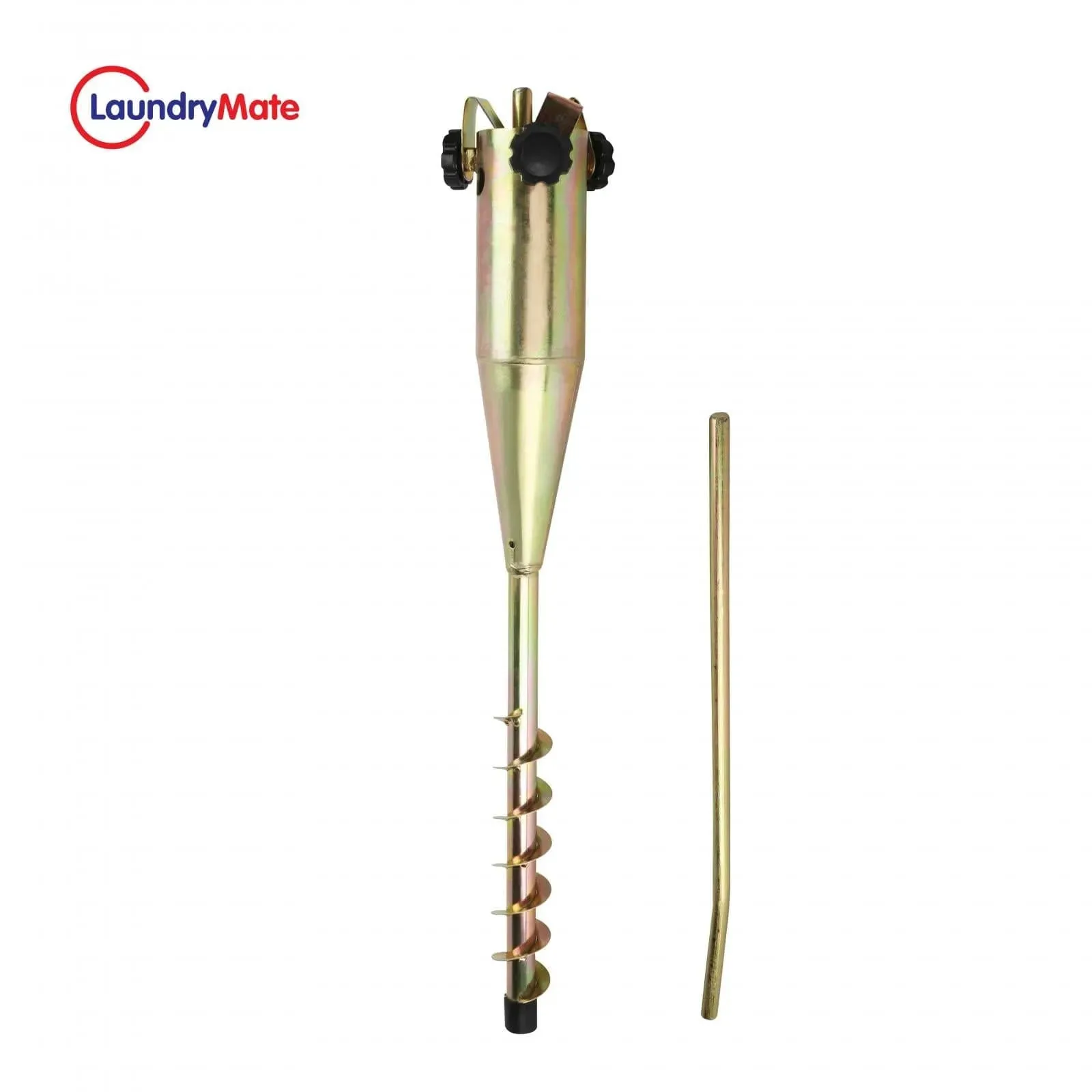 Heavy Duty Steel Ground Spike - Screw In - Parasol Airer Rotary Washing Line