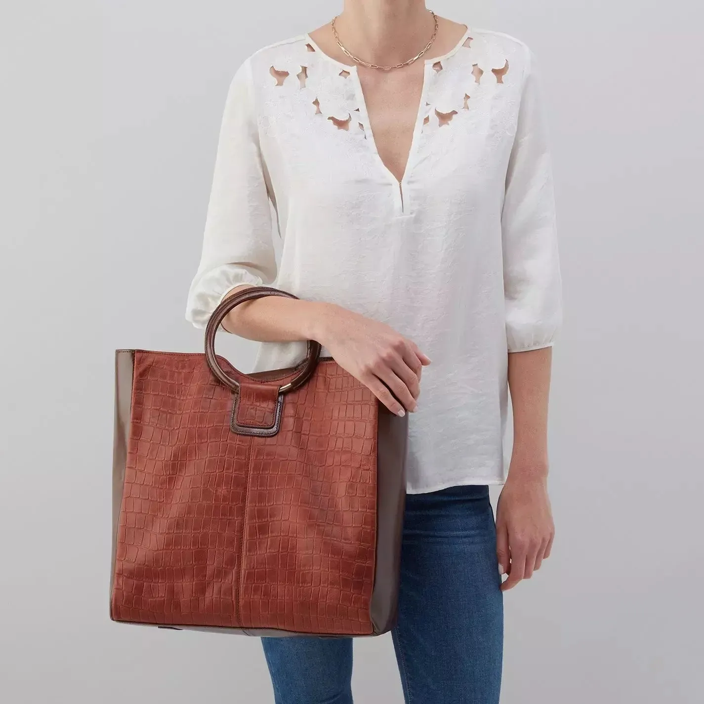 Heidi Tote- Brandy Croc