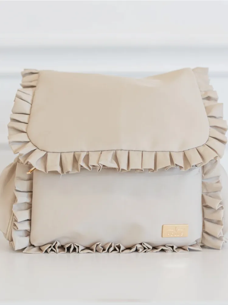 Hollis Ruffled Nylon Diaper Bag - Nude