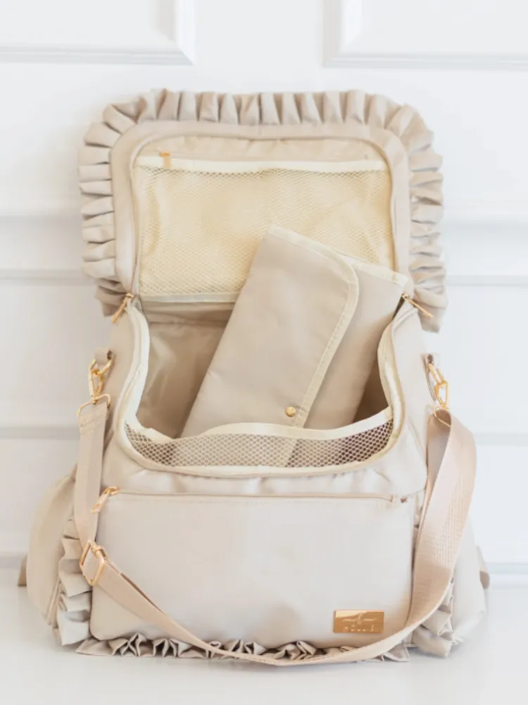 Hollis Ruffled Nylon Diaper Bag - Nude
