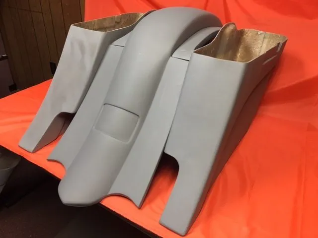 Honda VTX 1800 / 1300 6" Extended Stretched BOLT ON Out & Down Bags   Rear Fender   Rails Dual Cut Out
