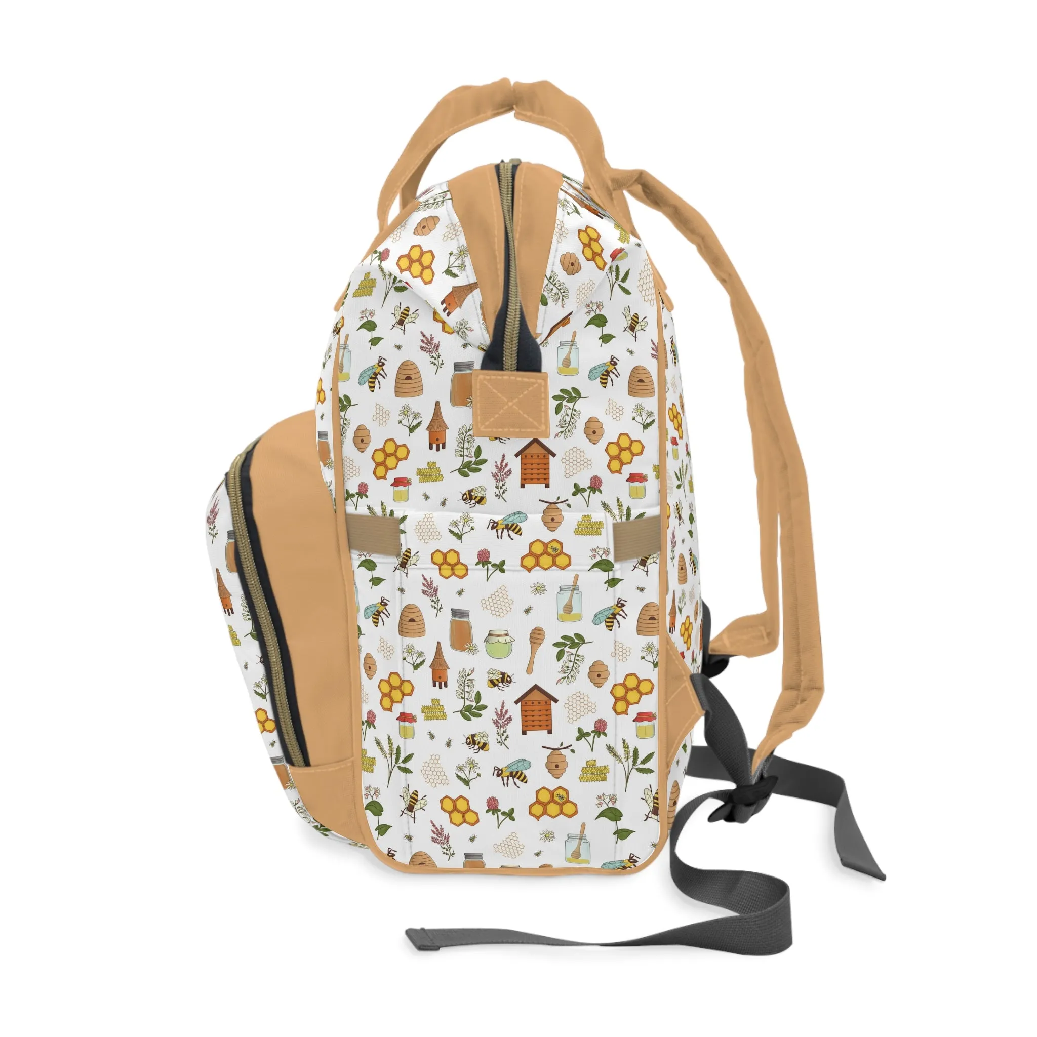 Honey Bee Diaper Backpack - Eco-Friendly & Stylish Baby Bag with Buzzing Bee Motifs, Perfect for Nature-Loving Parents