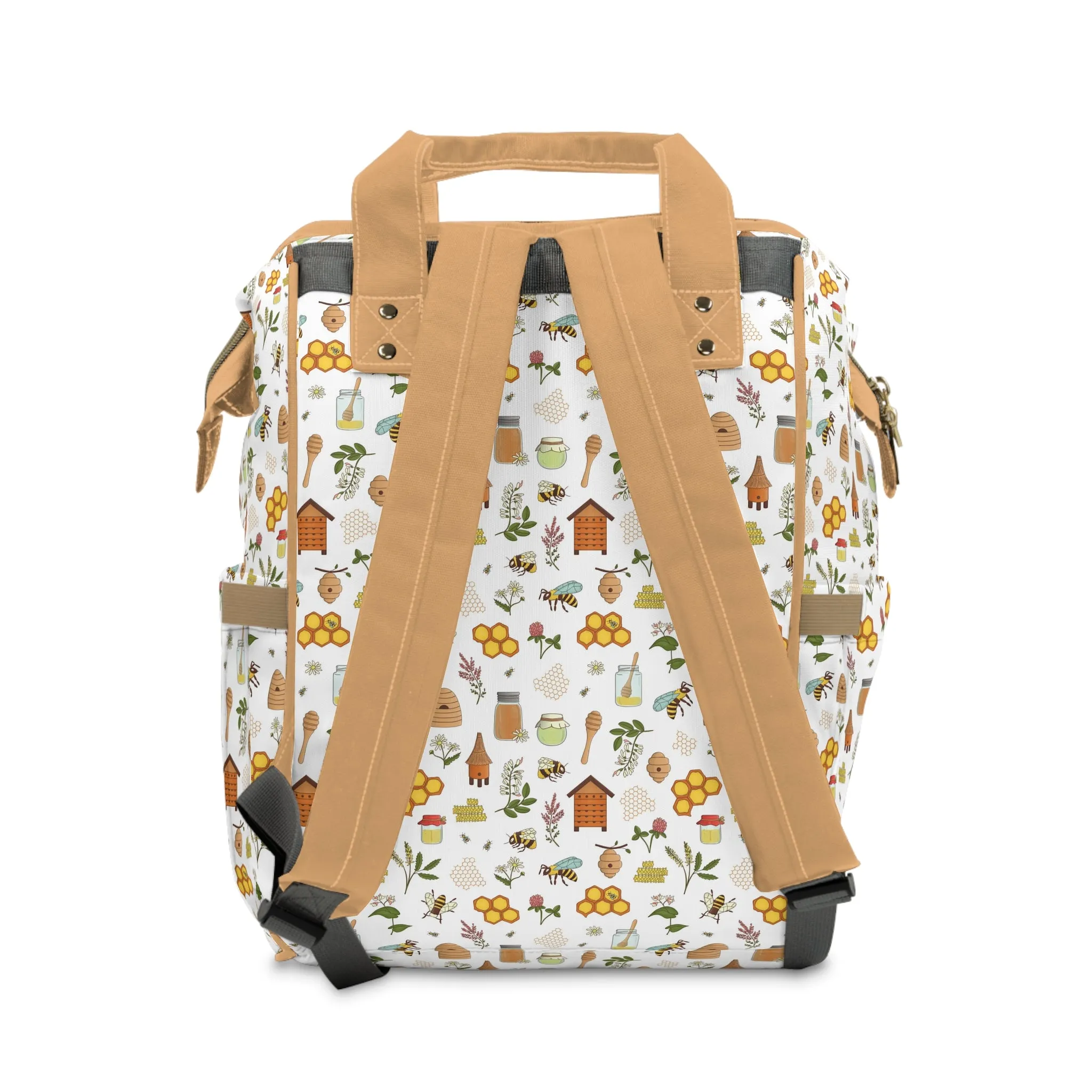 Honey Bee Diaper Backpack - Eco-Friendly & Stylish Baby Bag with Buzzing Bee Motifs, Perfect for Nature-Loving Parents