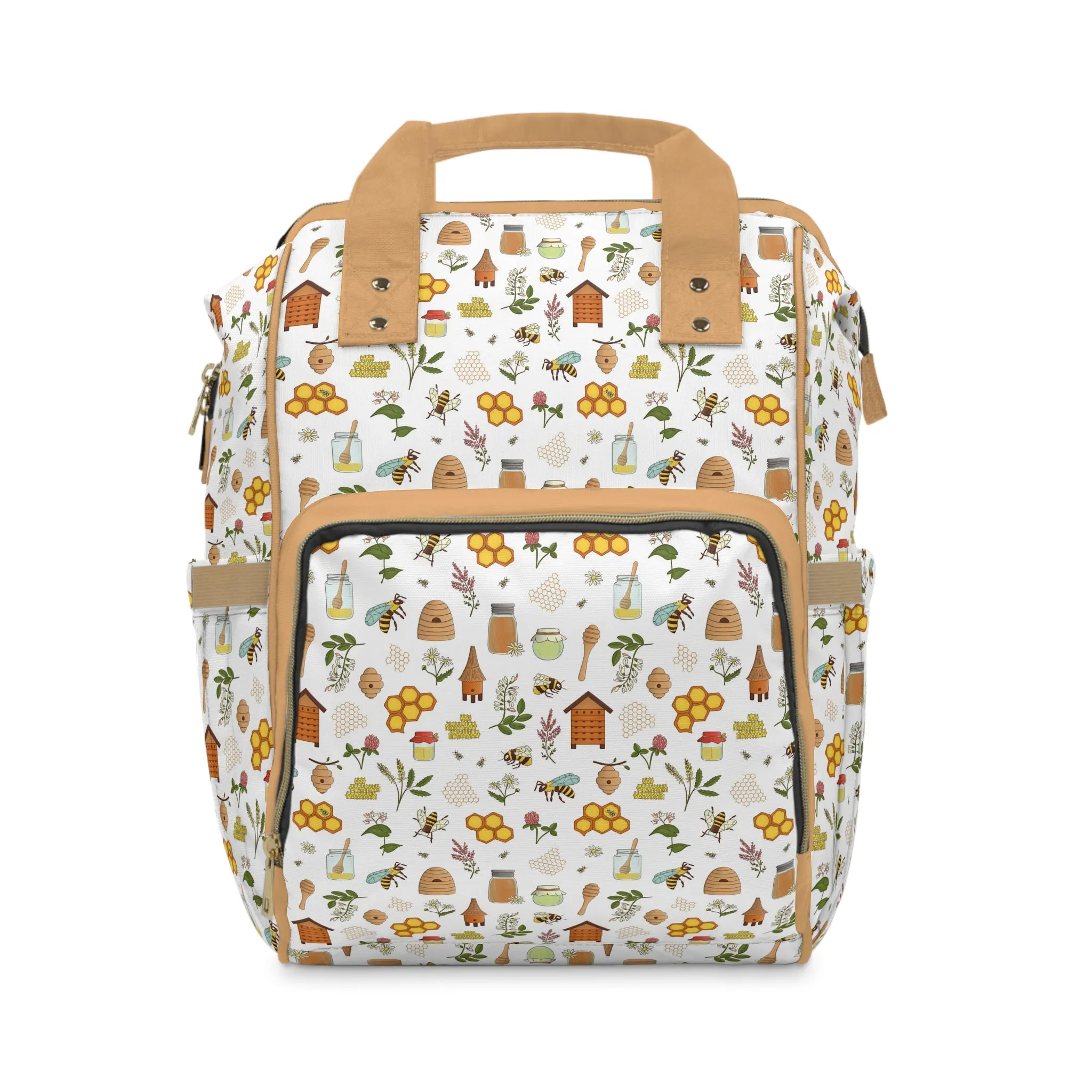 Honey Bee Diaper Backpack - Eco-Friendly & Stylish Baby Bag with Buzzing Bee Motifs, Perfect for Nature-Loving Parents